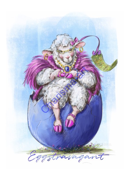 Eggstravagant Prints - Fancy Sheep In Egg Digital Painting